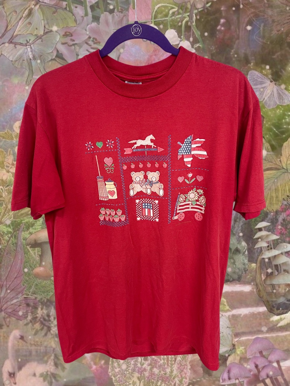 Vtg Jerzees 1996 red distressed farm life tee